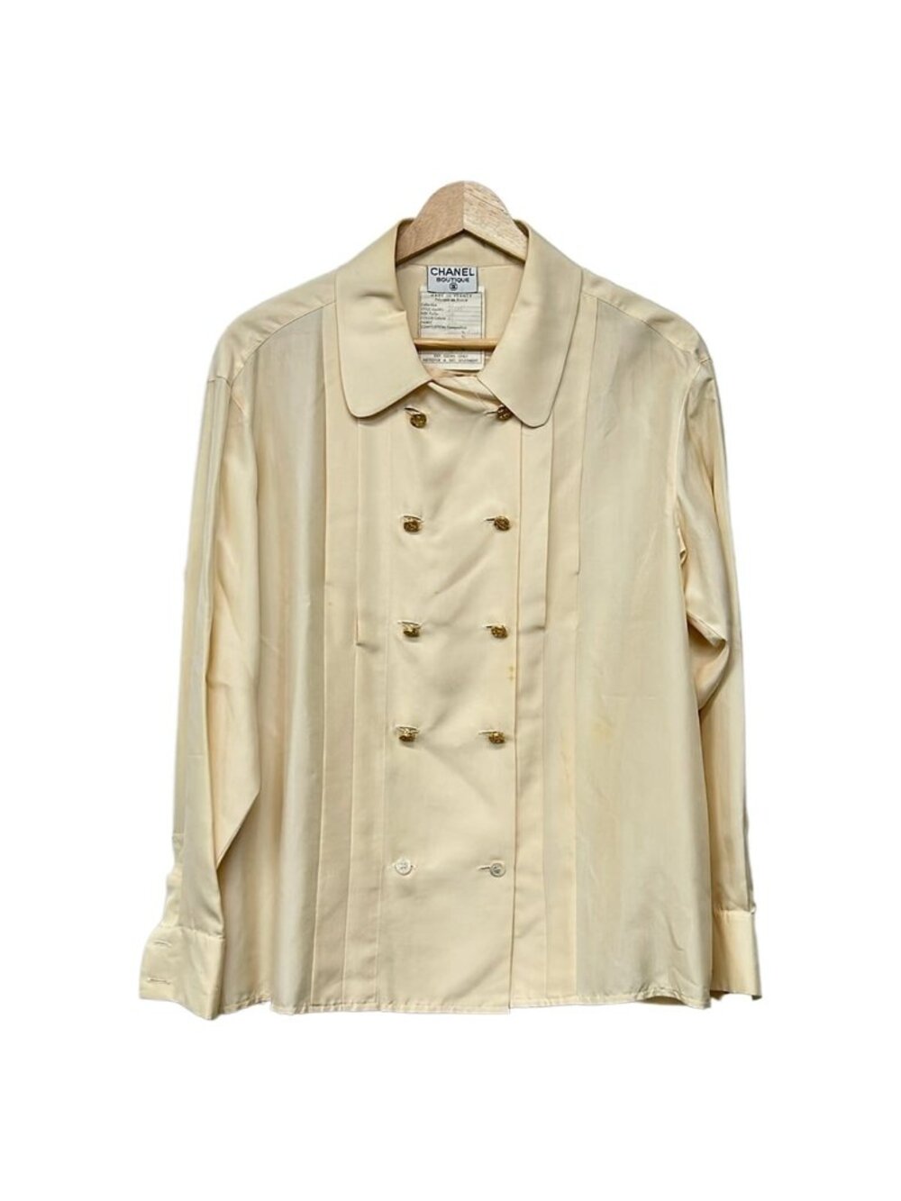 Chanel Long Sleeve Blouse M Ivory Silk 38